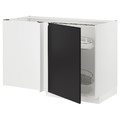 METOD Corner base cab w pull-out fitting, white/Upplöv matt anthracite, 128x68 cm