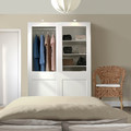 PAX / GRIMO Wardrobe combination, white/clear glass white, 150x66x201 cm