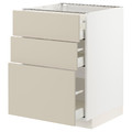 METOD / MAXIMERA Base cabinet with 3 drawers, white/Havstorp beige, 60x60 cm