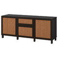 BESTÅ Storage combination with drawers, black-brown Studsviken/Stubbarp/dark brown woven poplar, 180x42x74 cm