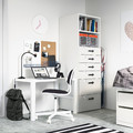 SMÅSTAD / PLATSA Bookcase, white grey, with 6 drawers, 60x55x180 cm