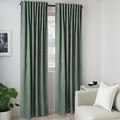 PRAKTTIDLÖSA Room darkening curtains, 1 pair, green, 145x300 cm