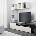 BESTÅ / EKET Cabinet combination for TV, white/black-brown/high-gloss/white, 180x42x170 cm