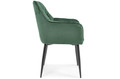 Glamour Chair with Armrests EMMA, velvet, dark green