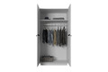 Wardrobe Nicole 100 cm, matt white, black handles