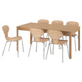 EKEDALEN / ÄLVSTA Table and 6 chairs, oak/rattan chrome-plated, 180/240 cm