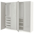 PAX / FARDAL Wardrobe, white/high-gloss light grey, 200x60x201 cm