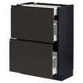 METOD / MAXIMERA Base cab with 2 fronts/3 drawers, black/Upplöv matt anthracite, 60x37 cm