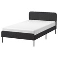 SLATTUM Upholstered bed frame, Vissle dark grey, 120x200 cm