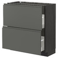 METOD / MAXIMERA Base cabinet with 2 drawers, black/Voxtorp dark grey, 80x37 cm