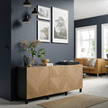 BESTÅ Storage combination with drawers, black-brown, Hedeviken/Stubbarp oak veneer, 180x42x74 cm