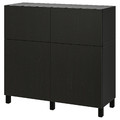 BESTÅ Storage combination w doors/drawers, black-brown/Lappviken/Stubbarp black-brown, 120x42x112 cm