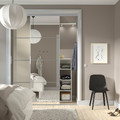 SKYTTA / MEHAMN/AULI Sliding door combination, aluminium double sided/beige mirror glass, 177x240 cm