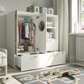 SMÅSTAD / PLATSA Storage combination, white black/white/stripe with 3 drawers, 120x57x123 cm