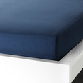 ULLVIDE Fitted sheet, dark blue, 140x200 cm