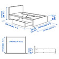 MALM Bed frame, high, with 2 storage boxes, white stained ooak effect, Lönset, 90x200 cm