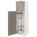 METOD High cabinet with cleaning interior, white/Upplöv matt dark beige, 60x60x200 cm