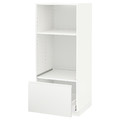 METOD / MAXIMERA High cab for oven/micro w drawer, white/Voxtorp matt white, 60x60x140 cm