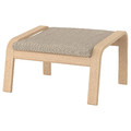 POÄNG Footstool, white stained oak effect, Hillared beige