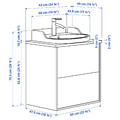 TÄNNFORSEN / RUTSJÖN Wash-stnd w drawers/wash-basin/tap, light grey/black marble effect, 62x49x76 cm