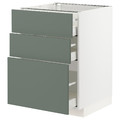 METOD / MAXIMERA Base cabinet with 3 drawers, white/Bodarp grey-green, 60x60 cm