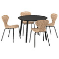 LISABO / ÄLVSTA Table and 4 chairs, black/rattan black, 105 cm