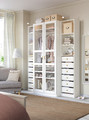 PAX Wardrobe, white, Tyssedal glass, 200x60x236 cm