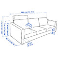 VIMLE 3-seat sofa, with headrest, Hallarp grey