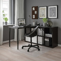 KALLAX / LINNMON Desk combination, black/black-brown, 77x139x147 cm