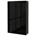 BESTÅ Storage combination with doors, black-brown, Selsviken high-gloss/black, 120x40x192 cm