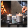 ENSTAKA Scented candle in glass, Bonfire/grey, 40 hr
