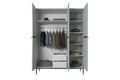 Wardrobe Nicole with Drawer Unit 150 cm, sage, black handles and legs