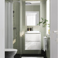 ÄNGSJÖN / BACKSJÖN Wash-stnd w drawers/wash-basin/tap, high-gloss white/white marble effect, 62x49x71 cm