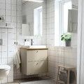 HAVBÄCK / ORRSJÖN Wash-stnd w drawers/wash-basin/tap, beige/bamboo, 62x49x71 cm