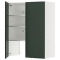 METOD Wall cb f extr hood w shlf/door, white/Havstorp deep green, 80x100 cm