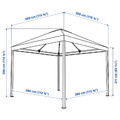 HIMMELSÖ Gazebo, dark grey, grey-beige, 300x300 cm