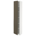 METOD High cabinet with shelves, white/Havstorp brown-beige, 40x37x200 cm