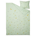 VÄNKRETS Duvet cover and pillowcase, banana pattern pale green, 150x200/50x60
