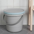 PEPPRIG 3-piece bucket set with lid, grey/blue