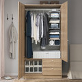 VILHATTEN Wardrobe with 2 doors and 2 drawers, oak effect