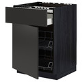 METOD / MAXIMERA Base cab f hob/drawer/2 wire bskts, black/Nickebo matt anthracite, 60x60 cm