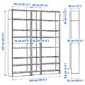 BILLY Bookcase comb w extension units, black oak effect, 200x28x237 cm