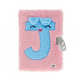 Plush Notebook Diary "J", pink