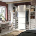 PAX / MEHAMN Wardrobe, white/double sided white, 250x66x236 cm