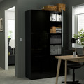 BESTÅ Storage combination with doors, black-brown, Selsviken high-gloss/black, 120x40x192 cm