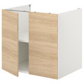 ENHET Bc w shlf/doors, white, oak effect, 80x60x75 cm