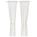 LEN Curtains with tie-backs, 1 pair, dotted, white, 120x300 cm