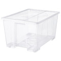 SAMLA Box with lid, transparent, 79x57x43 cm/130 l