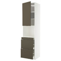 METOD / MAXIMERA Hi cab f micro combi w door/3 drwrs, white/Havstorp brown-beige, 60x60x240 cm