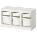 TROFAST Storage combination with boxes, white/white, 99x44x56 cm